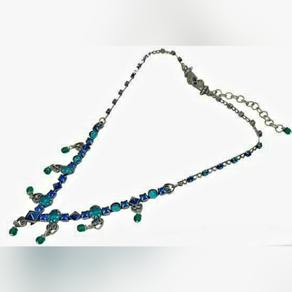 Mermaid Mary DeMarco Cat's Eye, Crystal & Rhinestone Chevron Ocean Necklace - Picture 9 of 15